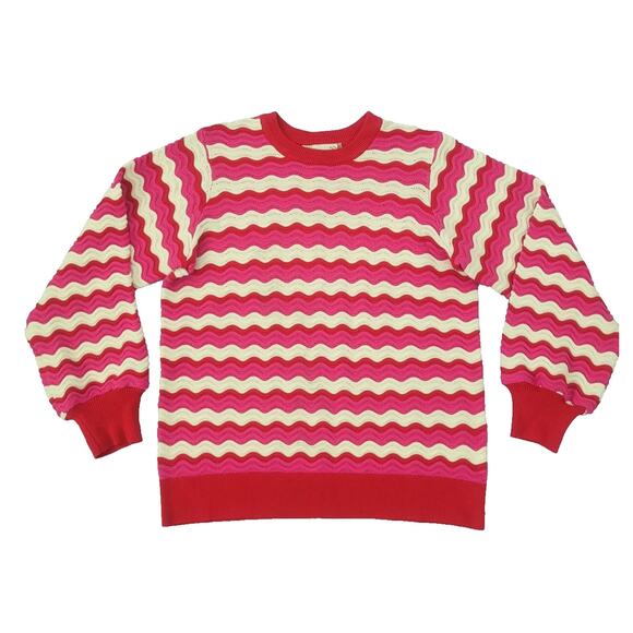 Hyacinth House Ruby Wave Stripe Callie Crewneck Sweater Size M Red Pink - Picture 1 of 7